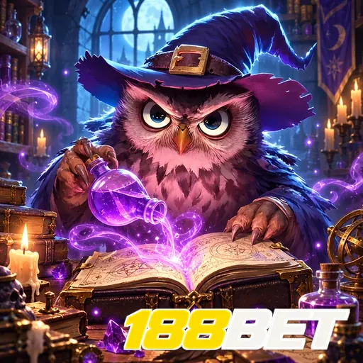 188BET — ilustração de uma coruja com livro mágico