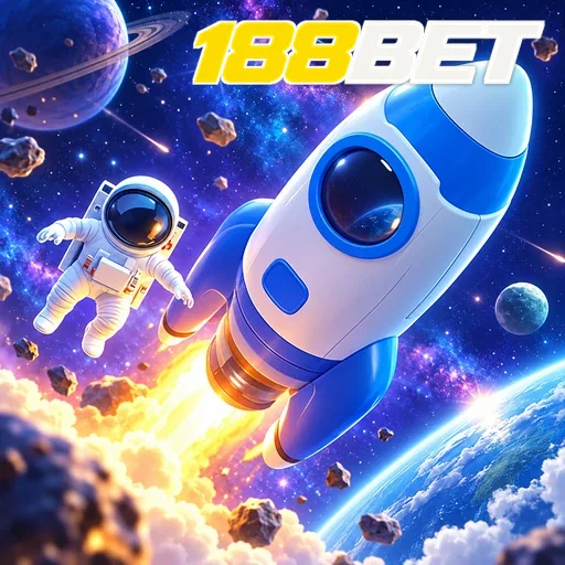 188BET — ilustração de um foguete no espaço