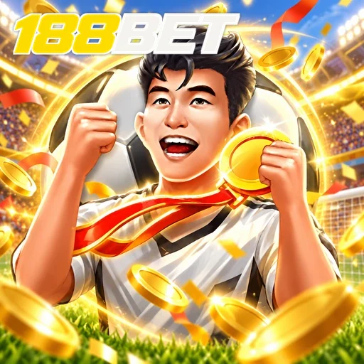 188BET — ilustração de um jogador comemorando com uma moeda