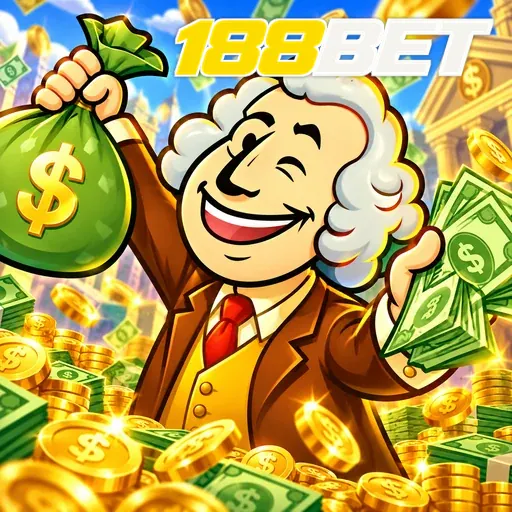 188BET — ilustração de um personagem com saco de dinheiro