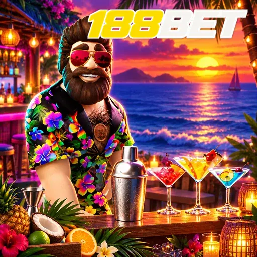 188BET — ilustração de um personagem em uma festa tropical