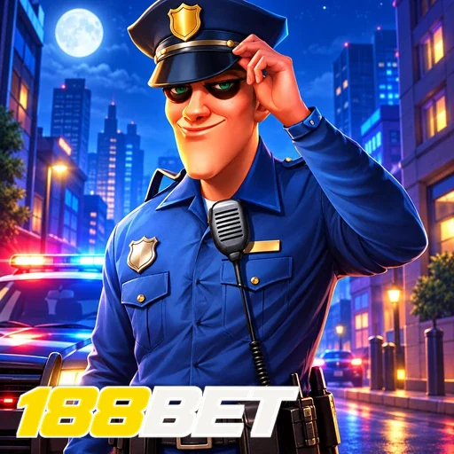 188BET — ilustração de um policial em uma cidade